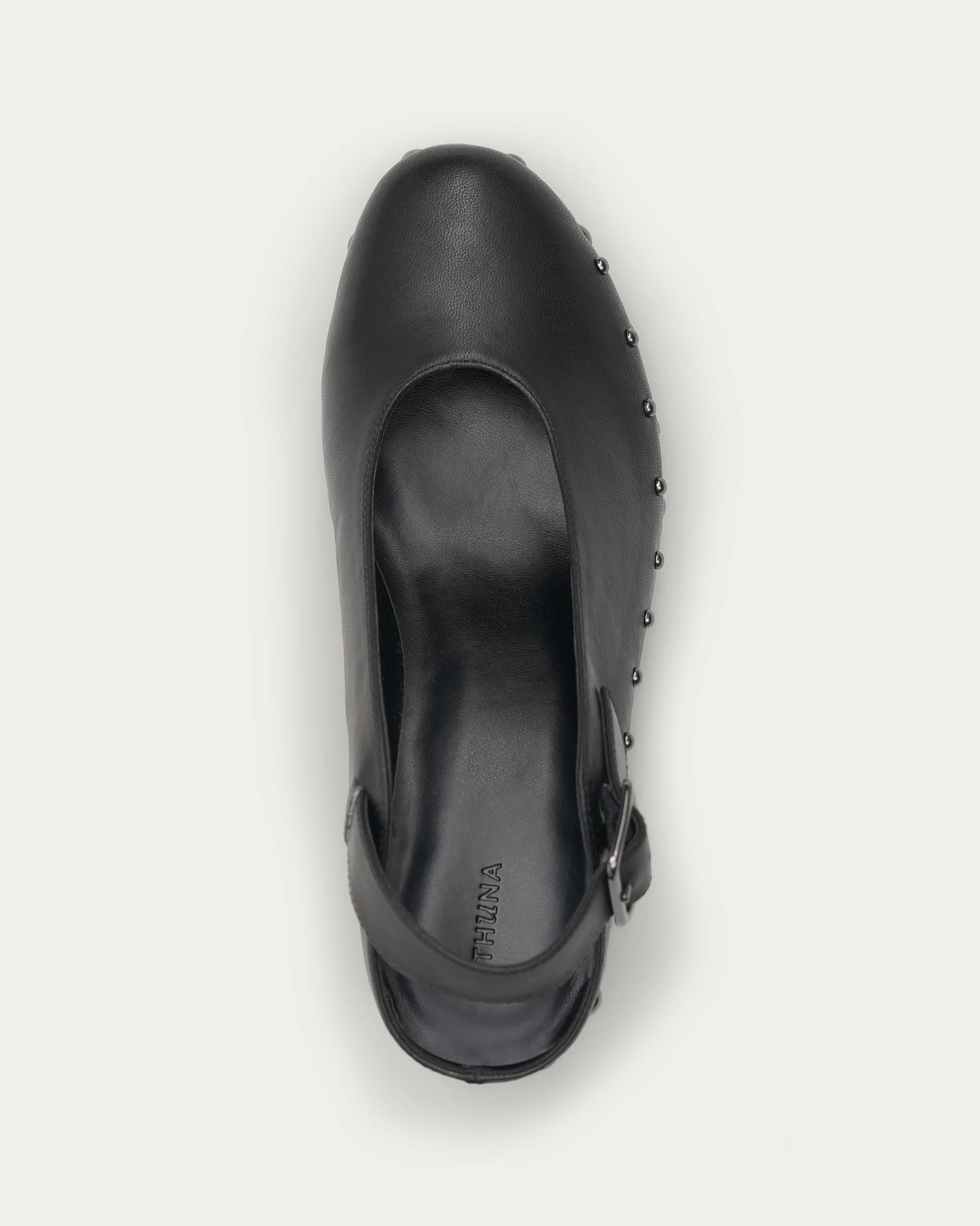 Black wedge sandal with studded details luxury leather Kuwait Shoes - KSA Shoes 