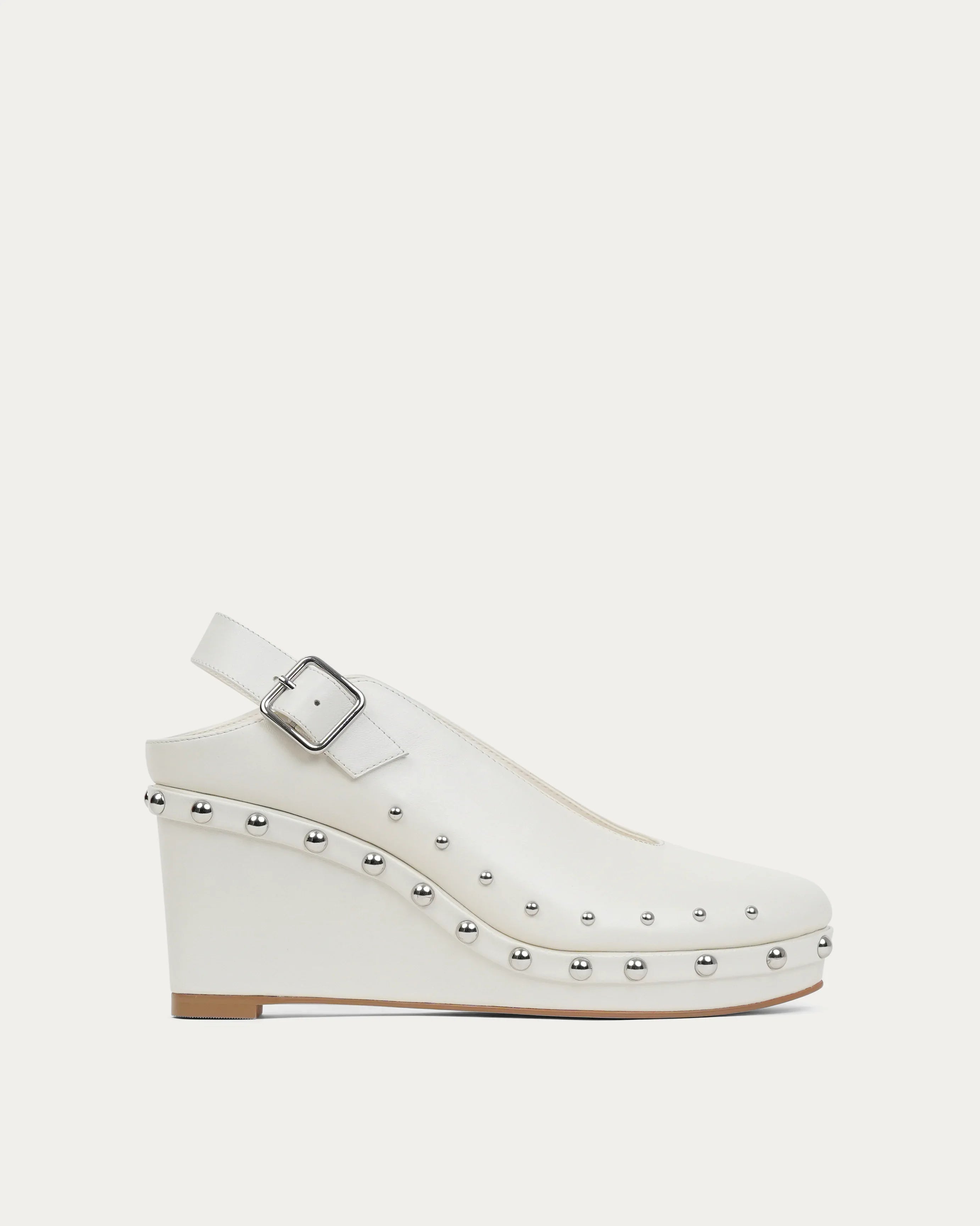 White wedge sandal with studded details luxury leather Kuwait Shoes - KSA Shoes 