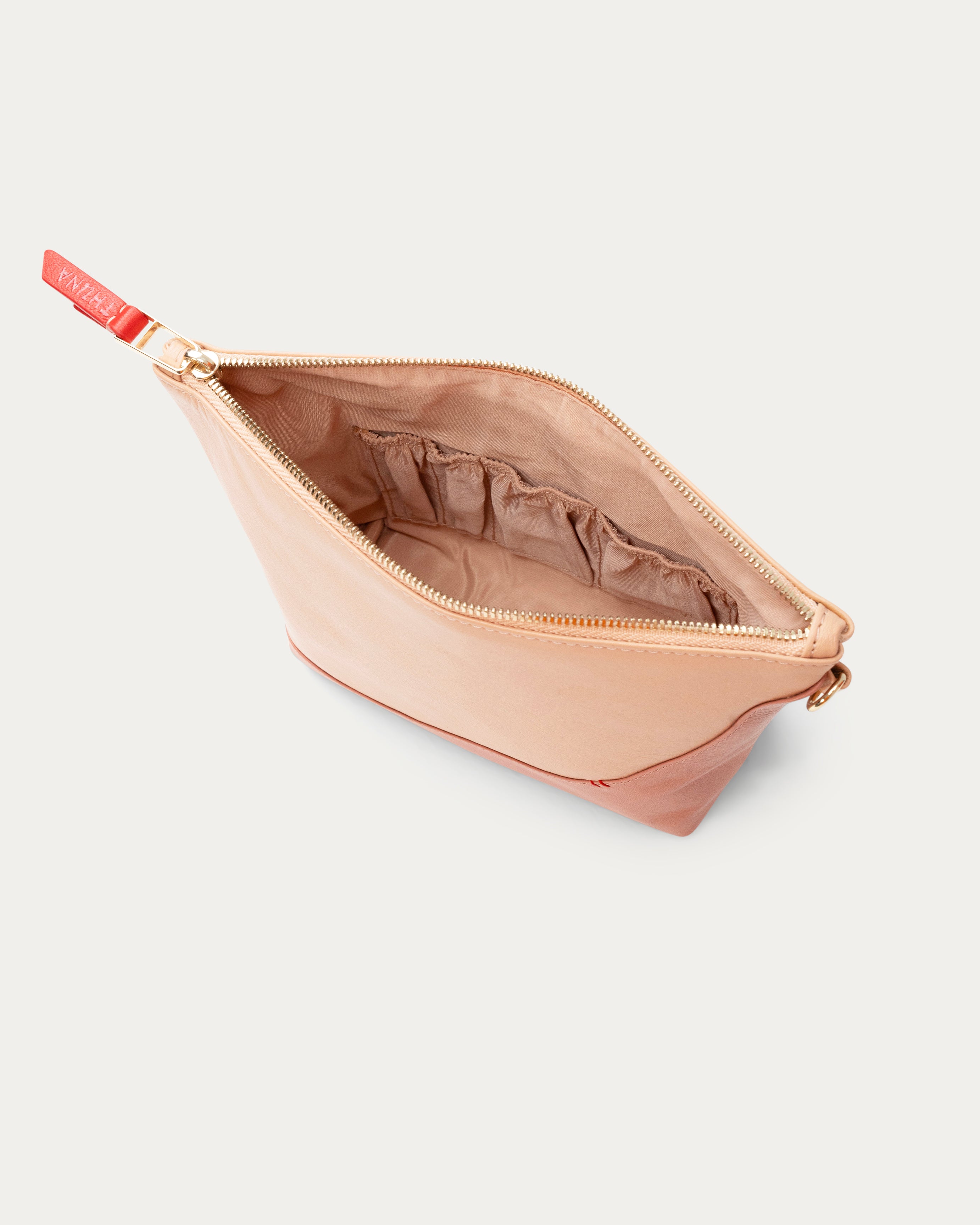 Two-tone beige and pink pouch on a white background - Kuwait bags - KSA Bags 