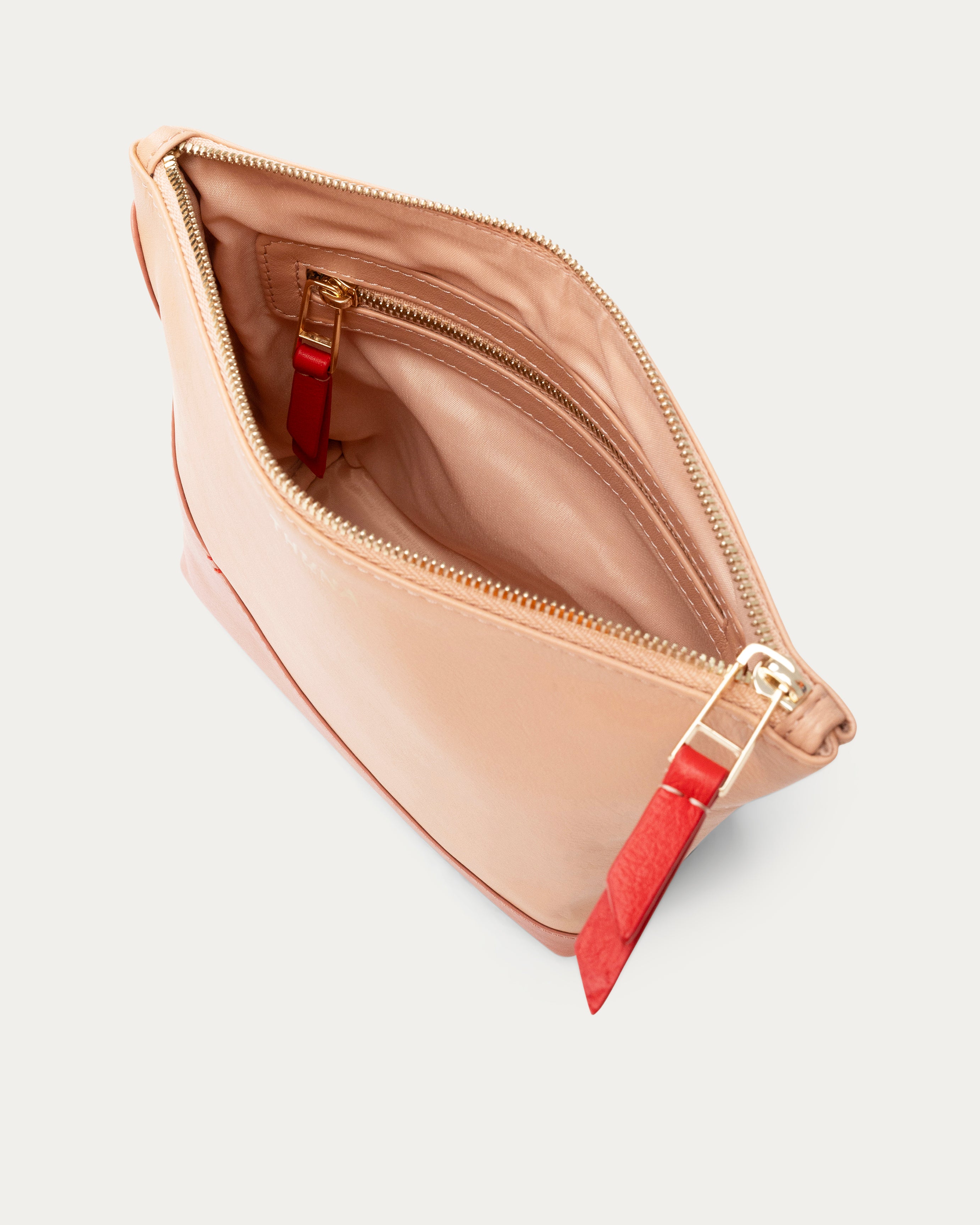 Two-tone beige and pink pouch on a white background - Kuwait bags - KSA Bags 