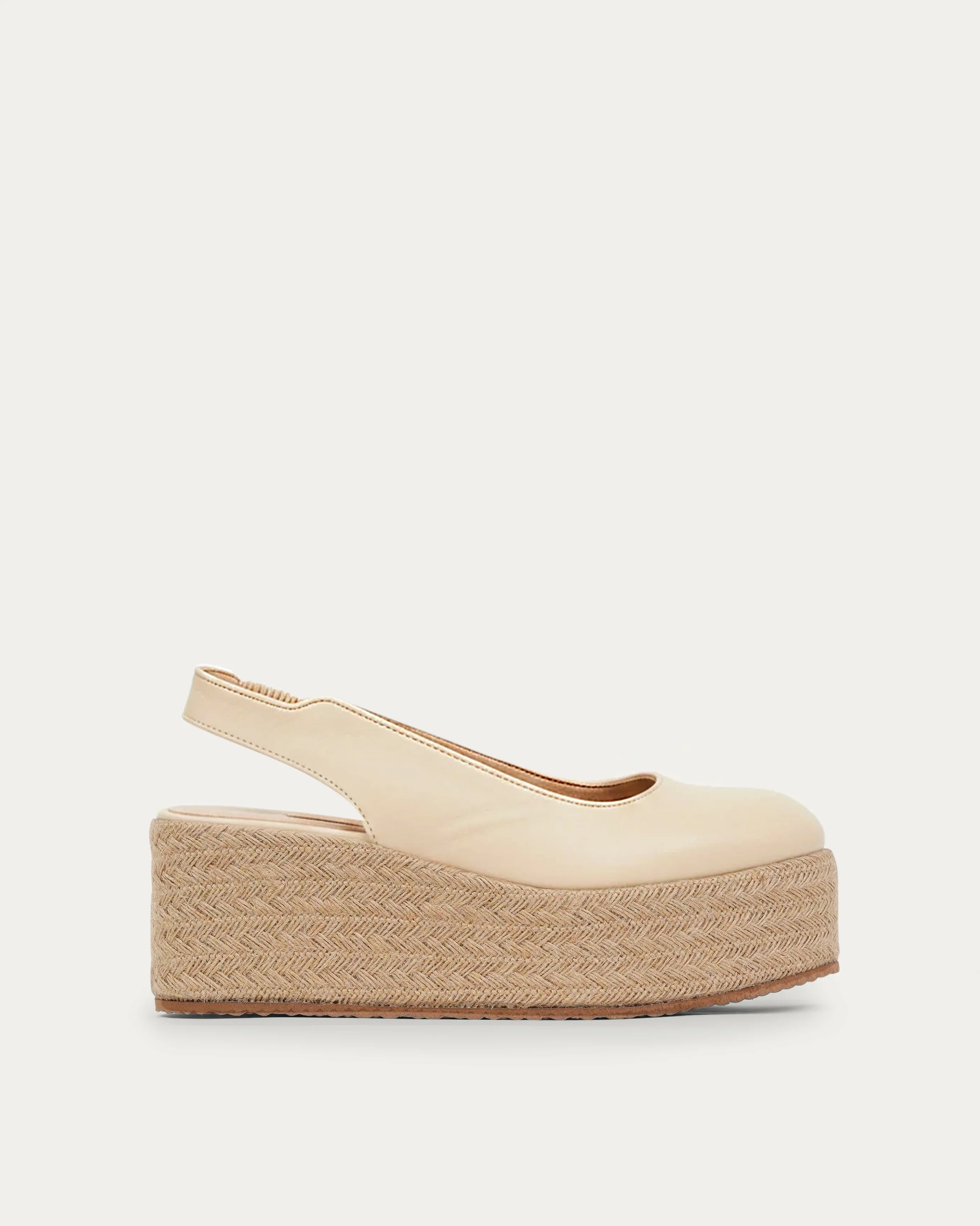 Beige platform sandal with jute wedge Kuwait leather shoes - KSA Luxury shoes 