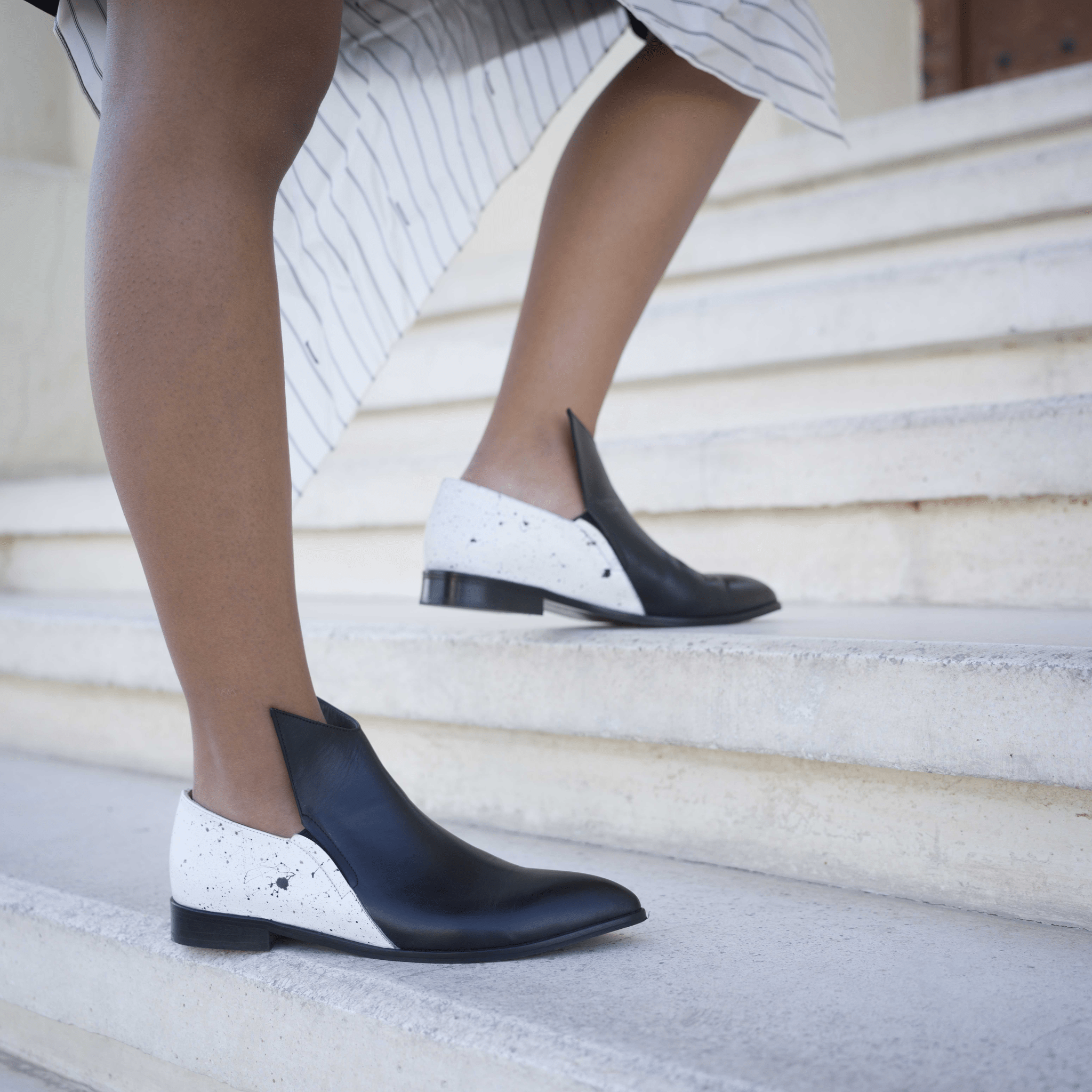 Sadeem black white boot - Shoes - THUNA