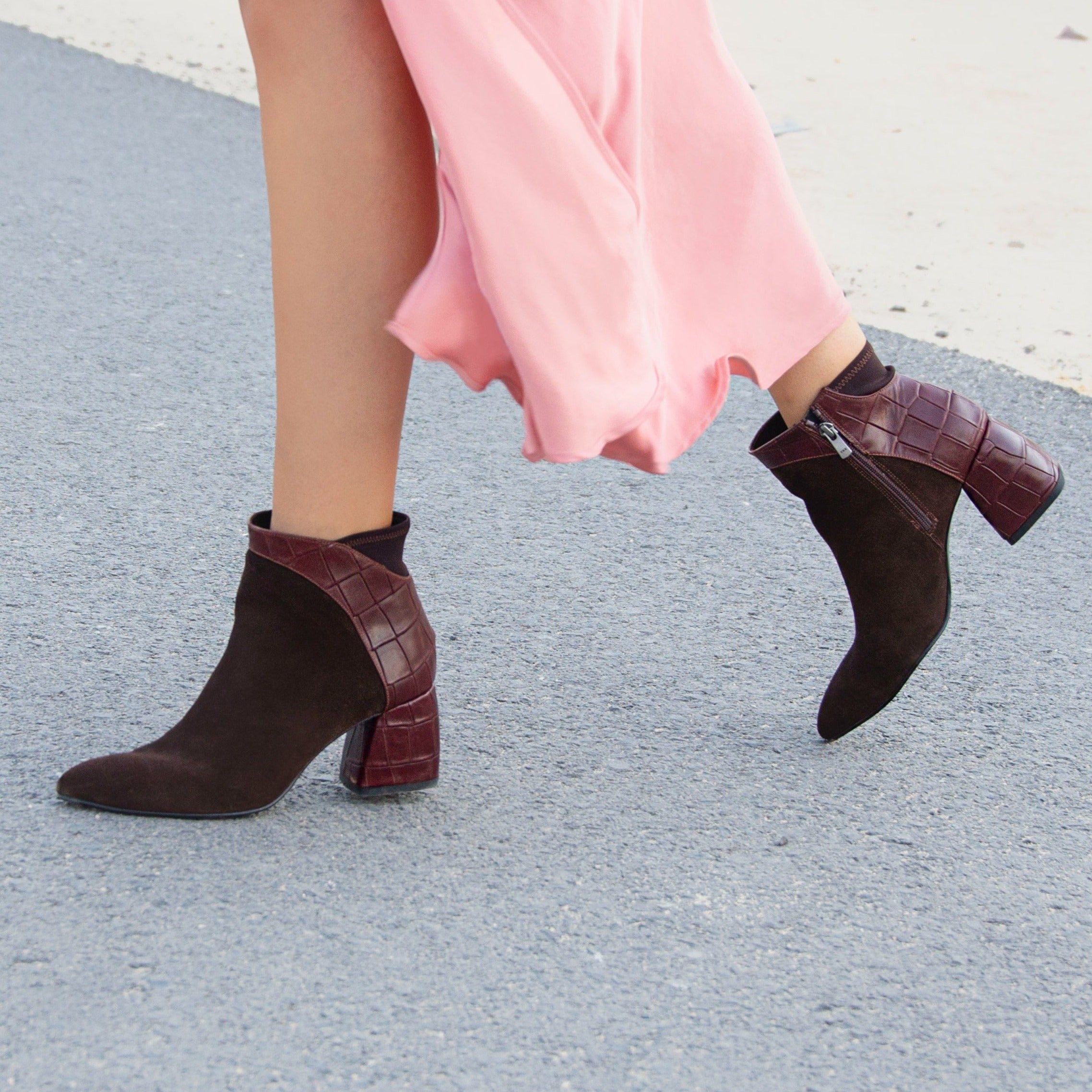 Talia brown heel boot - heel - THUNA